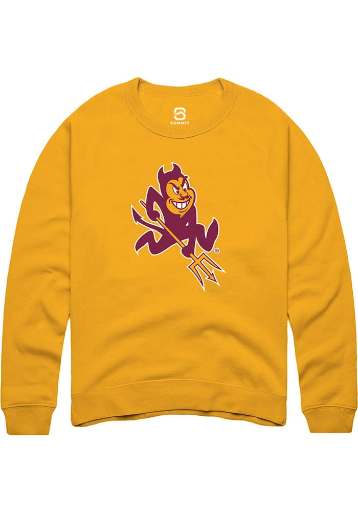 Arizona State Sun Devils Mens Gold Alt Logo Long Sleeve Crew Sweatshirt