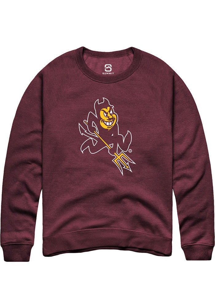 Arizona State Sun Devils Mens Maroon Alt Logo Long Sleeve Crew Sweatshirt