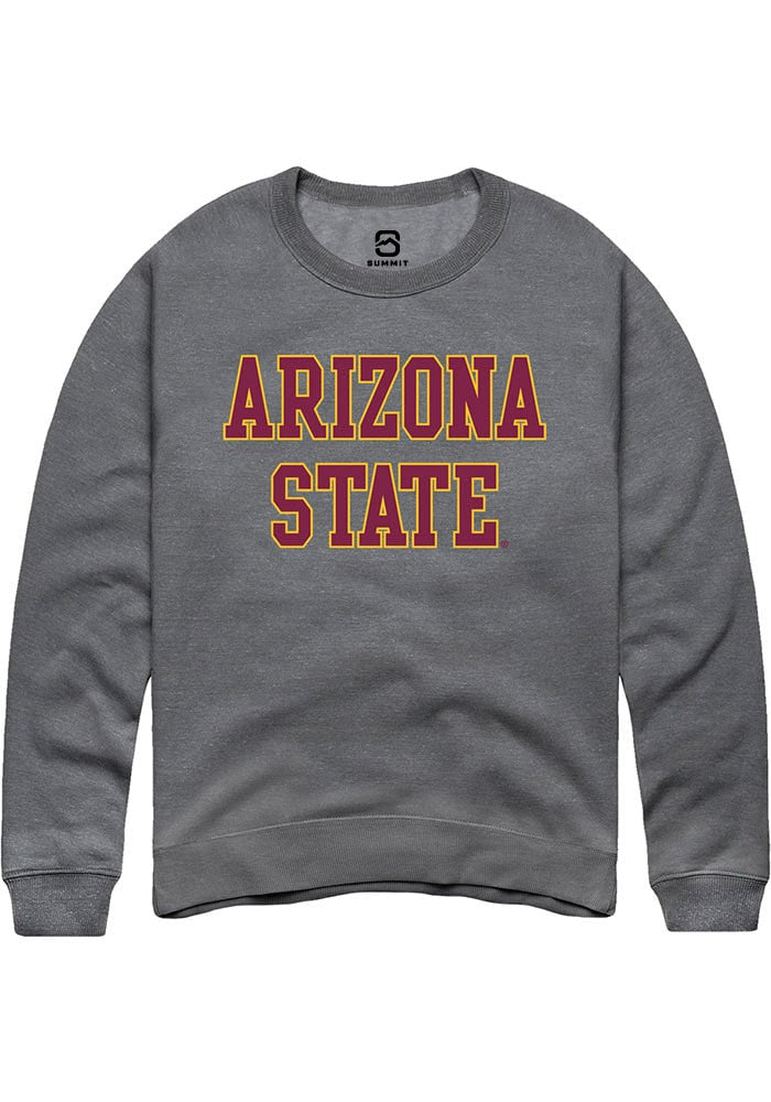 Arizona State Sun Devils Mens Grey Straight Block Long Sleeve Crew Sweatshirt