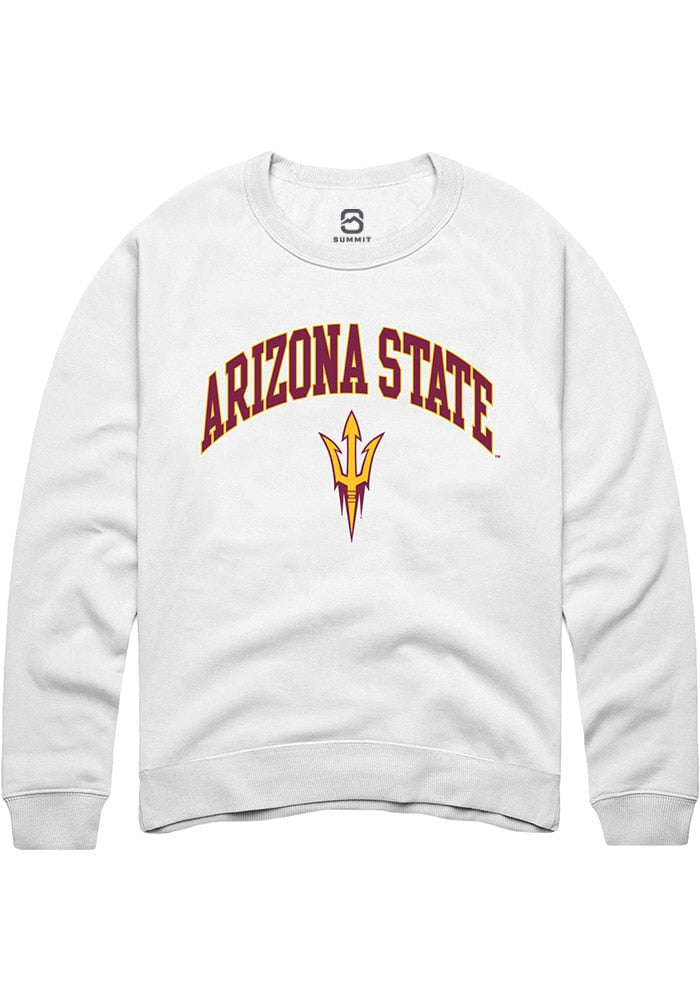 Arizona State Sun Devils Mens White Arch Logo Long Sleeve Crew Sweatshirt
