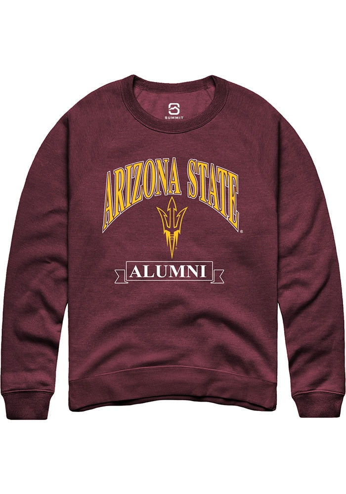 Arizona State Sun Devils Mens Maroon Alumni Banner Long Sleeve Crew Sweatshirt
