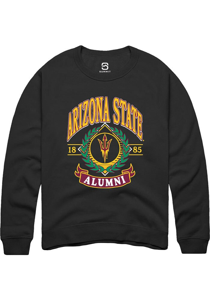 Arizona State Sun Devils Mens Black Alumni Wreath Long Sleeve Crew Sweatshirt