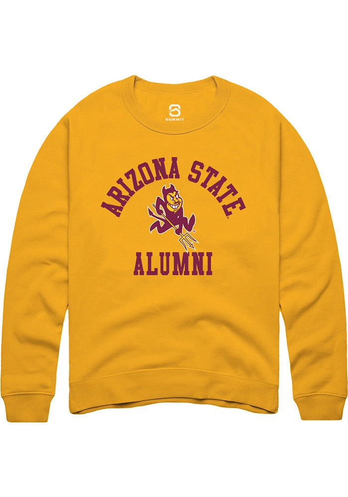 Arizona State Sun Devils Mens Gold Alumni Arch Long Sleeve Crew Sweatshirt