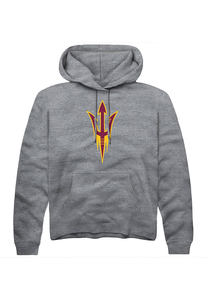 Arizona State Sun Devils Mens Grey Primary Logo Long Sleeve Hoodie