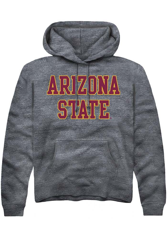 Arizona State Sun Devils Mens Charcoal Straight Block Long Sleeve Hoodie