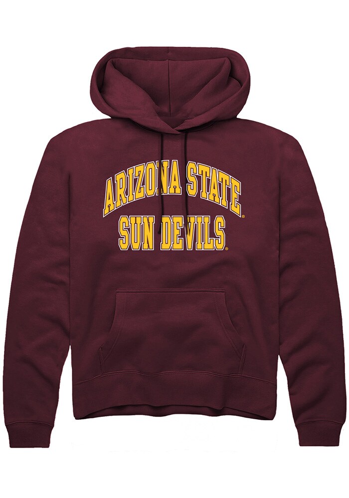 Arizona State Sun Devils Mens Maroon Arch Stack Long Sleeve Hoodie