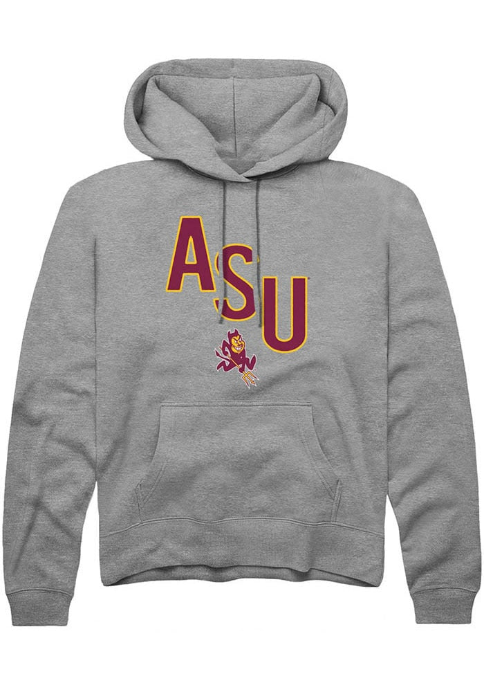 Arizona State Sun Devils Mens Grey Initials Long Sleeve Hoodie