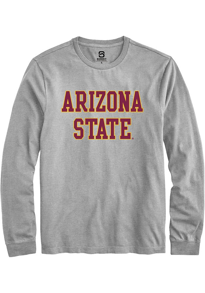 Arizona State Sun Devils Grey Straight Block Long Sleeve T-Shirt
