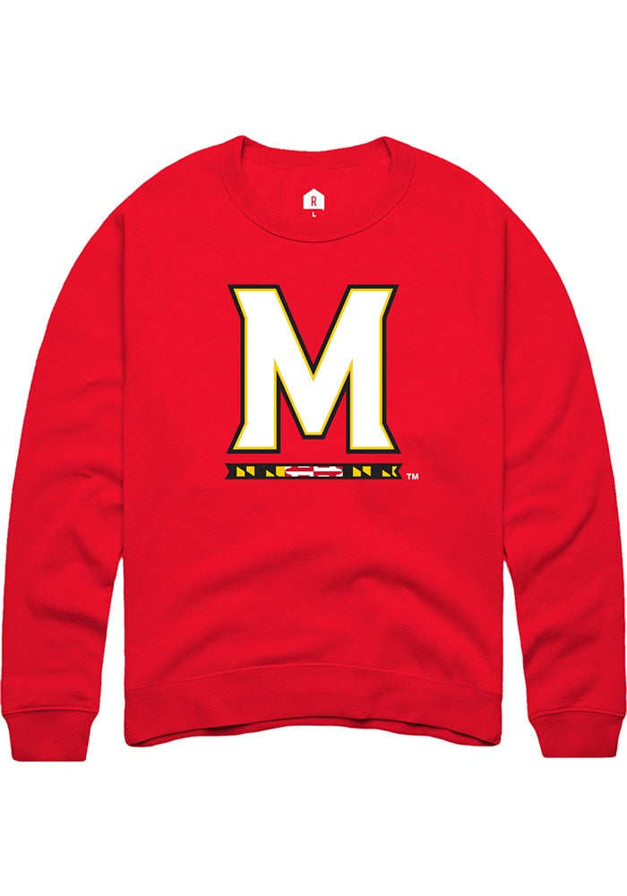 Maryland Terrapins Mens Red Primary Long Sleeve Crew Sweatshirt