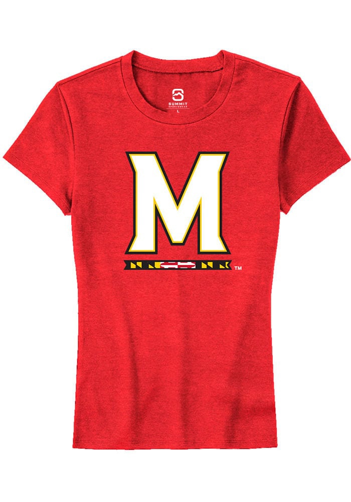 Maryland Terrapins Womens Red Primary Short Sleeve T-Shirt