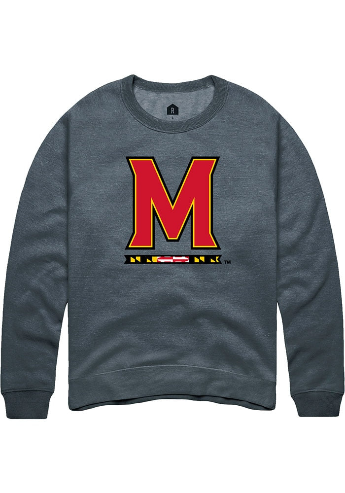 Maryland Terrapins Mens Charcoal Primary Long Sleeve Crew Sweatshirt
