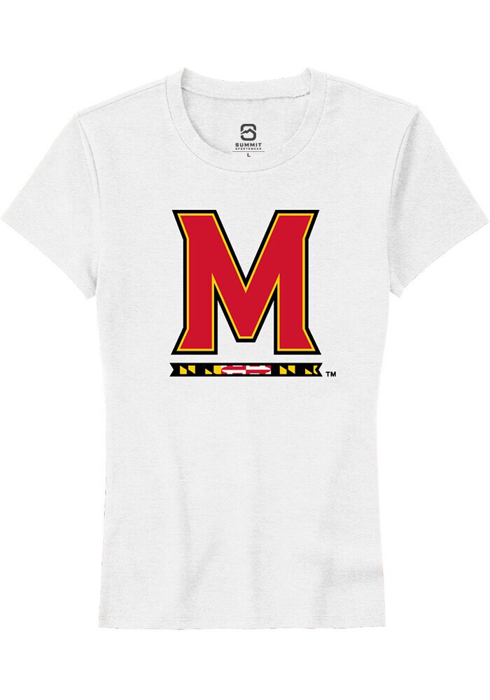 Maryland Terrapins Womens White Primary Short Sleeve T-Shirt