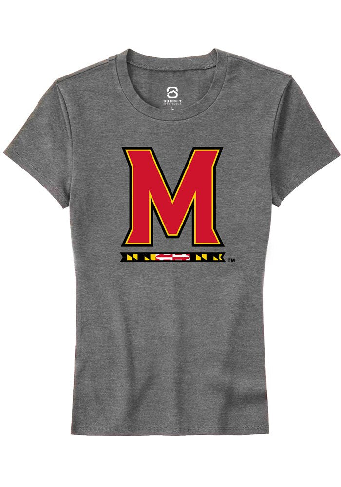 Maryland Terrapins Womens Grey Primary Short Sleeve T-Shirt