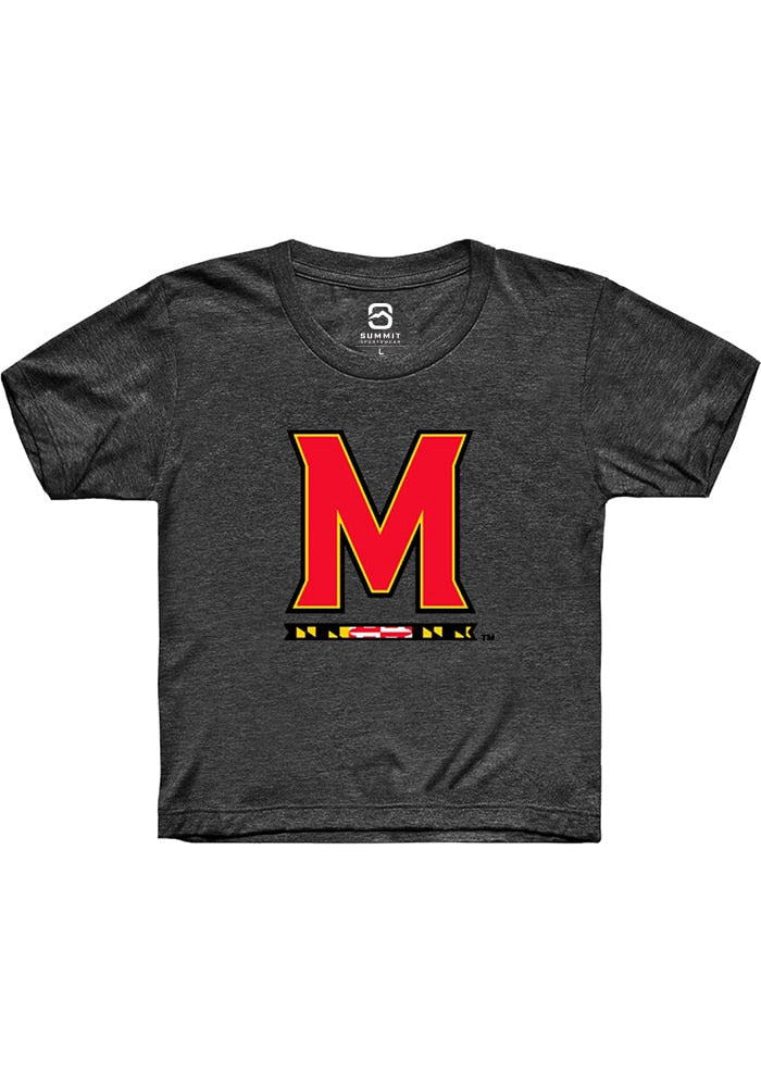 Maryland Terrapins Youth Charcoal Primary Short Sleeve T-Shirt