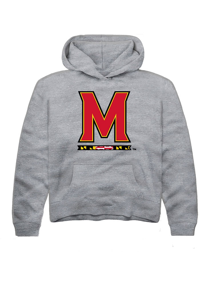 Maryland Terrapins Youth Grey Primary Long Sleeve Hoodie