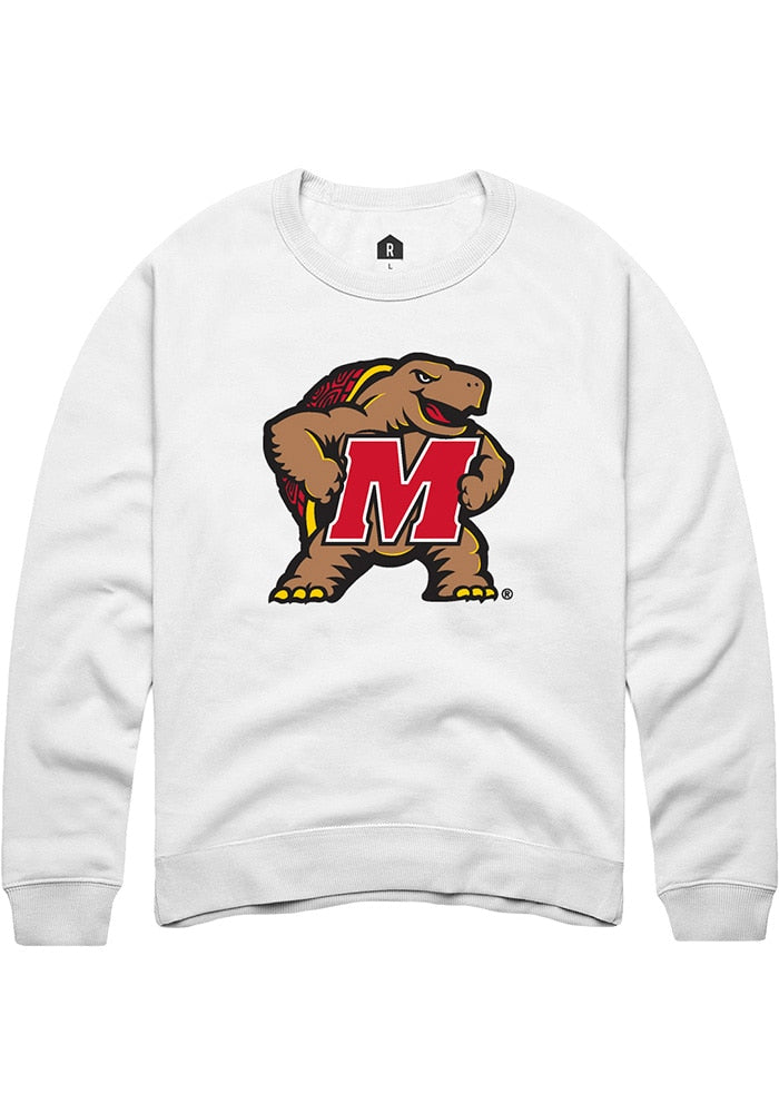 Maryland Terrapins Mens White Alt Logo Long Sleeve Crew Sweatshirt