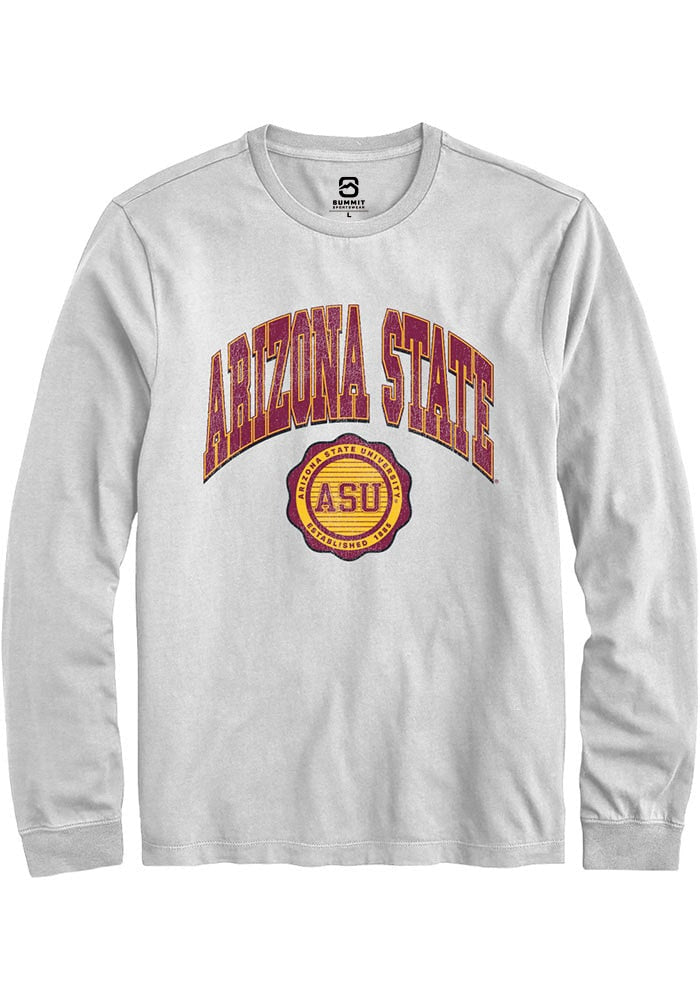 Arizona State Sun Devils White Arch Seal Long Sleeve T-Shirt