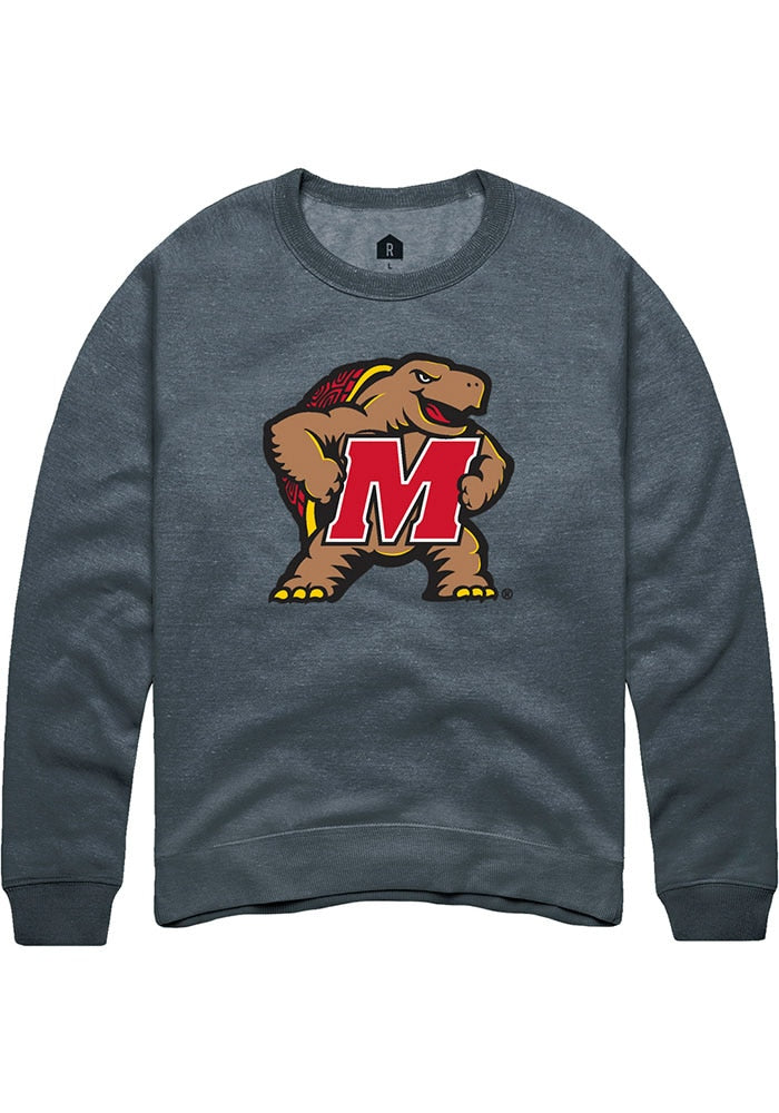 Maryland Terrapins Mens Charcoal Alt Logo Long Sleeve Crew Sweatshirt