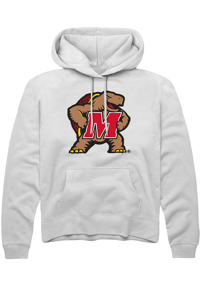 Maryland Terrapins Mens White Alt Logo Long Sleeve Hoodie