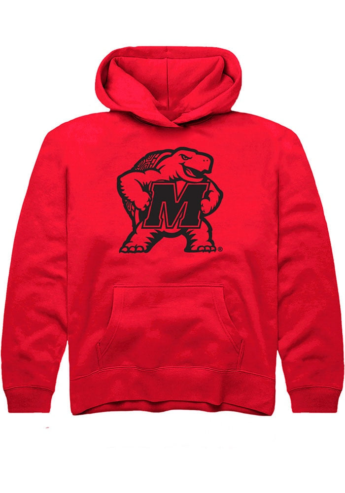 Maryland Terrapins Youth Red Alt Logo Long Sleeve Hoodie