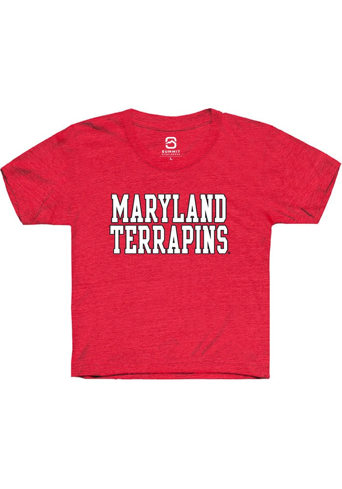 Maryland Terrapins Youth Red Straight Block Short Sleeve T-Shirt