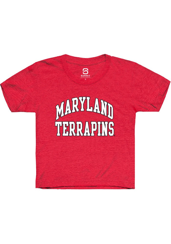 Maryland Terrapins Youth Red Arch Stack Short Sleeve T-Shirt