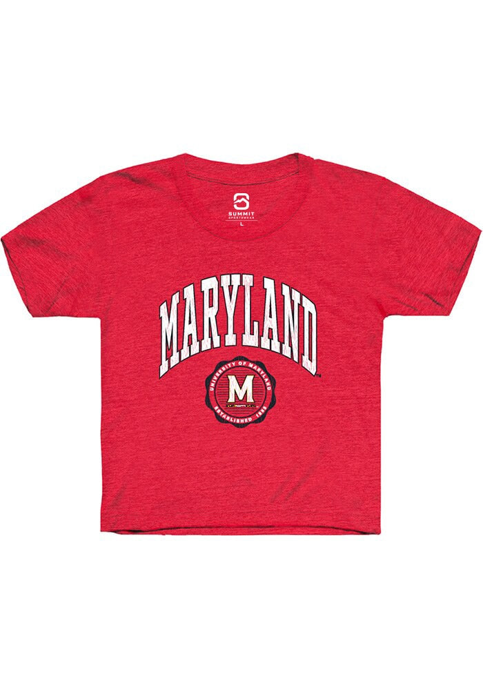 Maryland Terrapins Youth Red Arch Seal Short Sleeve T-Shirt