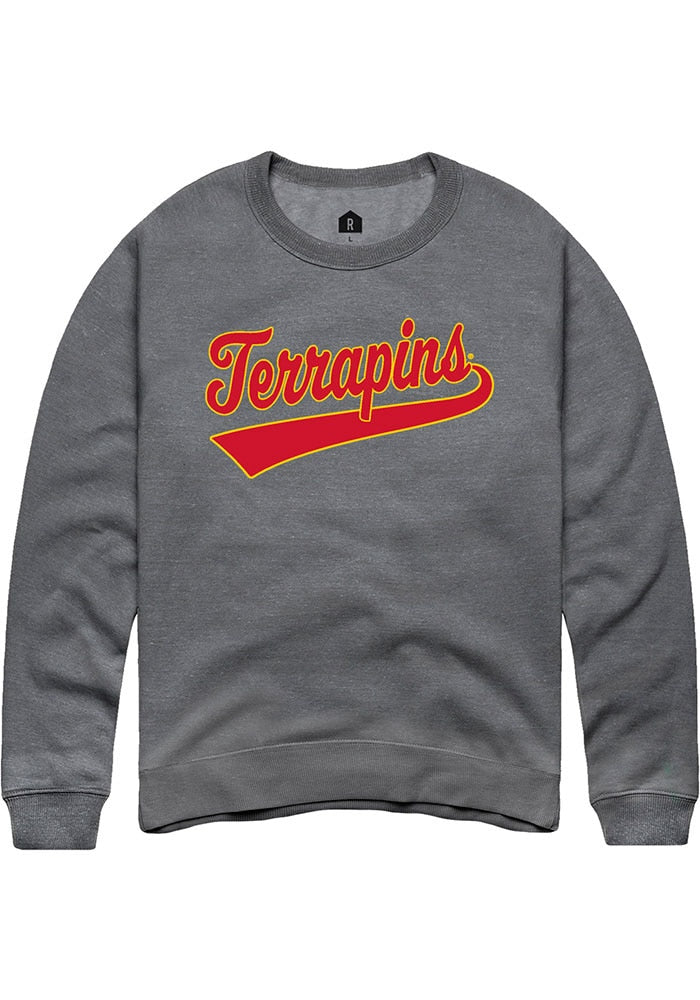 Maryland Terrapins Mens Grey Tail Long Sleeve Crew Sweatshirt