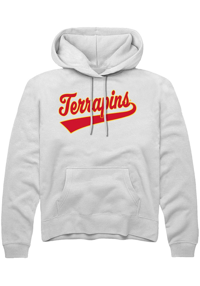 Maryland Terrapins Mens White Tail Long Sleeve Hoodie