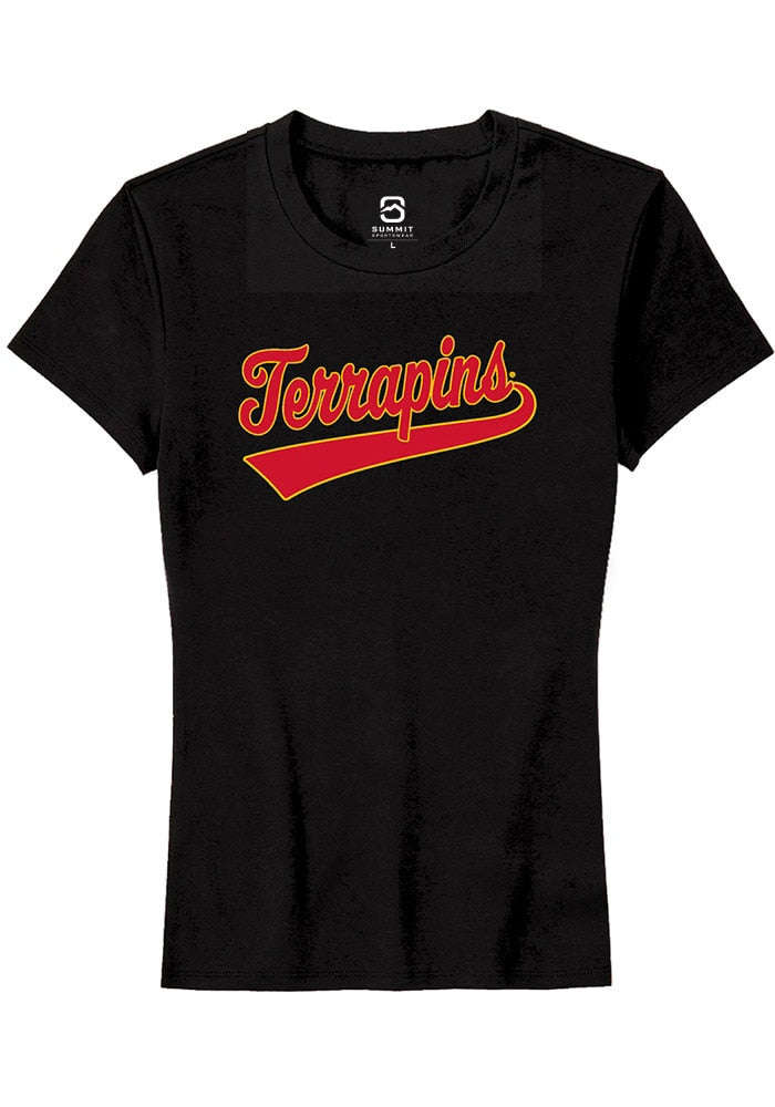 Maryland Terrapins Womens Black Tail Short Sleeve T-Shirt