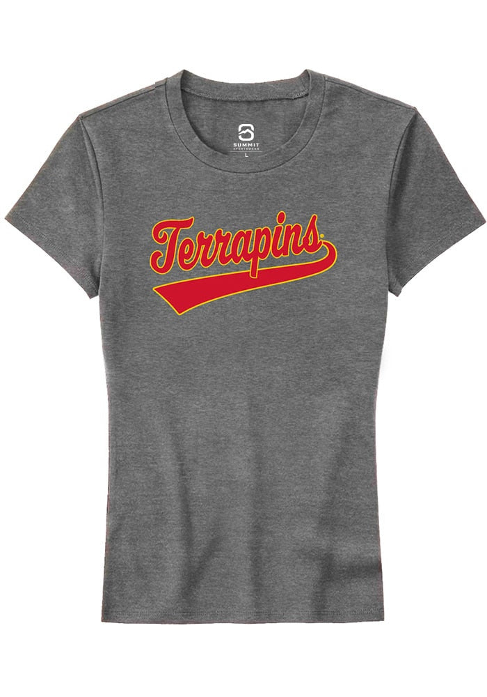 Maryland Terrapins Womens Grey Tail Short Sleeve T-Shirt