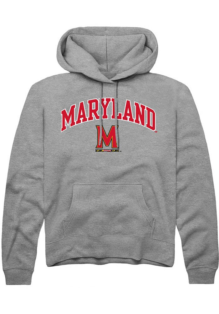 Maryland Terrapins Mens Grey Arch Logo Long Sleeve Hoodie