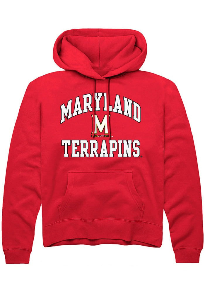 Maryland Terrapins Mens Red No 1 Primary Long Sleeve Hoodie