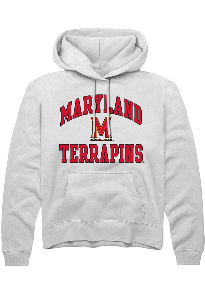 Maryland Terrapins Mens White No 1 Neutral Long Sleeve Hoodie