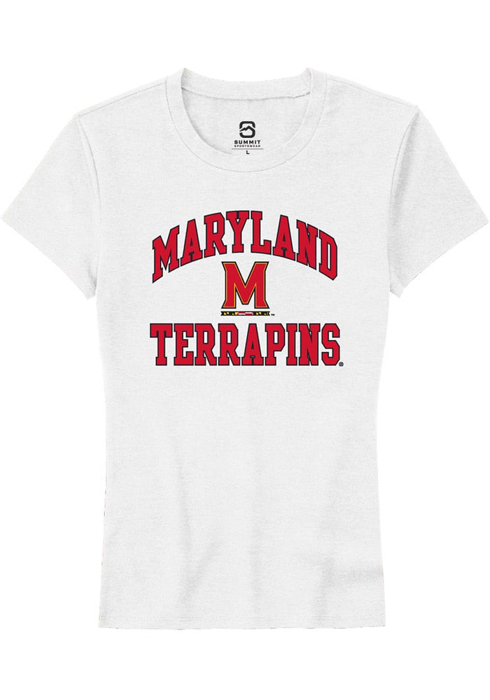 Maryland Terrapins Womens White No 1 Neutral Short Sleeve T-Shirt