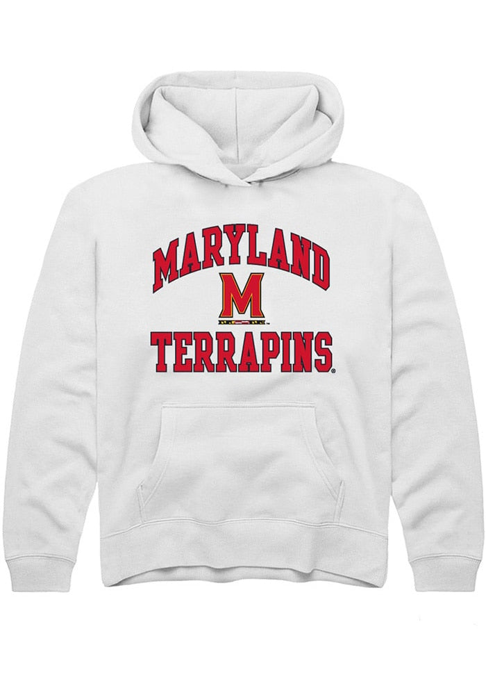 Maryland Terrapins Youth White No 1 Neutral Long Sleeve Hoodie