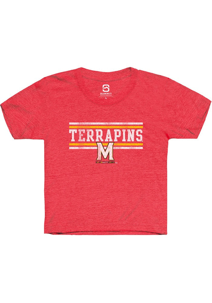 Maryland Terrapins Youth Red Chant Bars Short Sleeve T-Shirt
