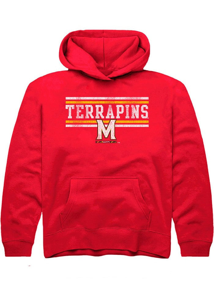 Maryland Terrapins Youth Red Chant Bars Long Sleeve Hoodie