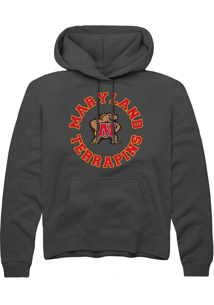 Maryland Terrapins Mens Charcoal Circle Long Sleeve Hoodie