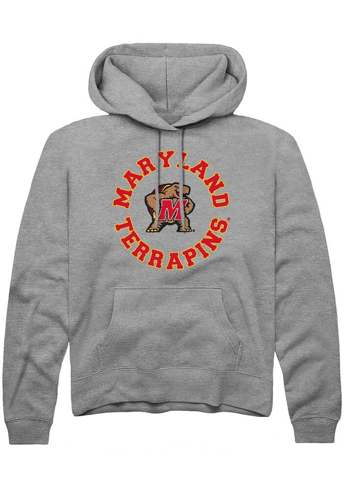 Maryland Terrapins Mens Grey Circle Long Sleeve Hoodie