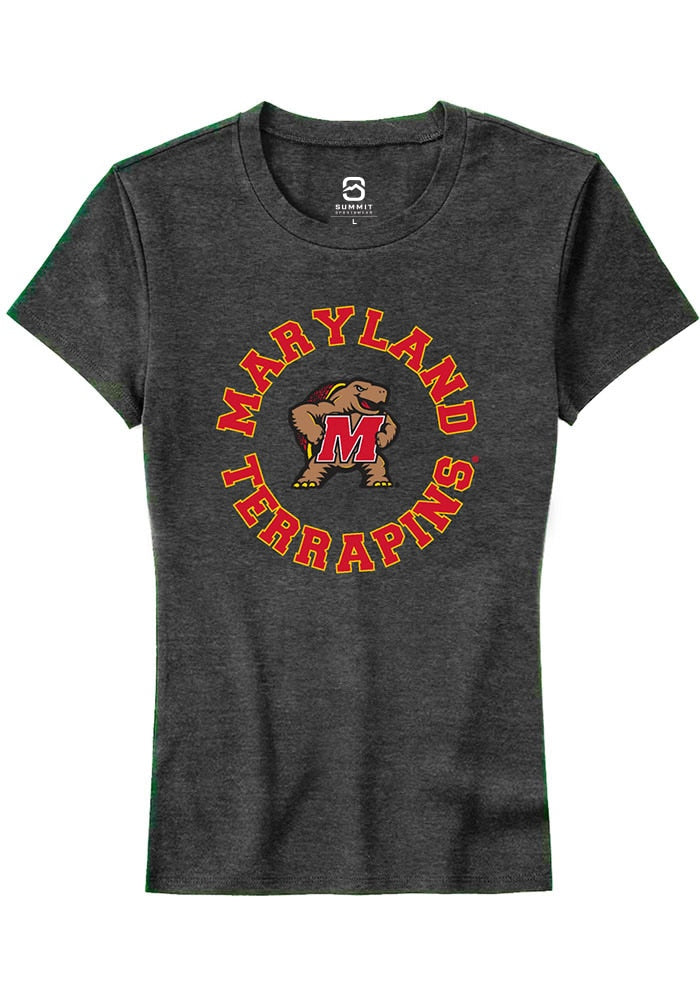 Maryland Terrapins Womens Charcoal Circle Short Sleeve T-Shirt