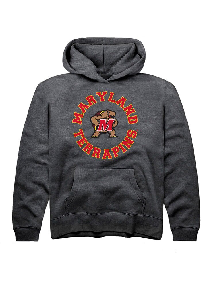 Maryland Terrapins Youth Charcoal Circle Long Sleeve Hoodie
