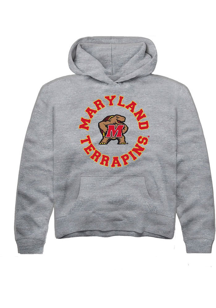 Maryland Terrapins Youth Grey Circle Long Sleeve Hoodie