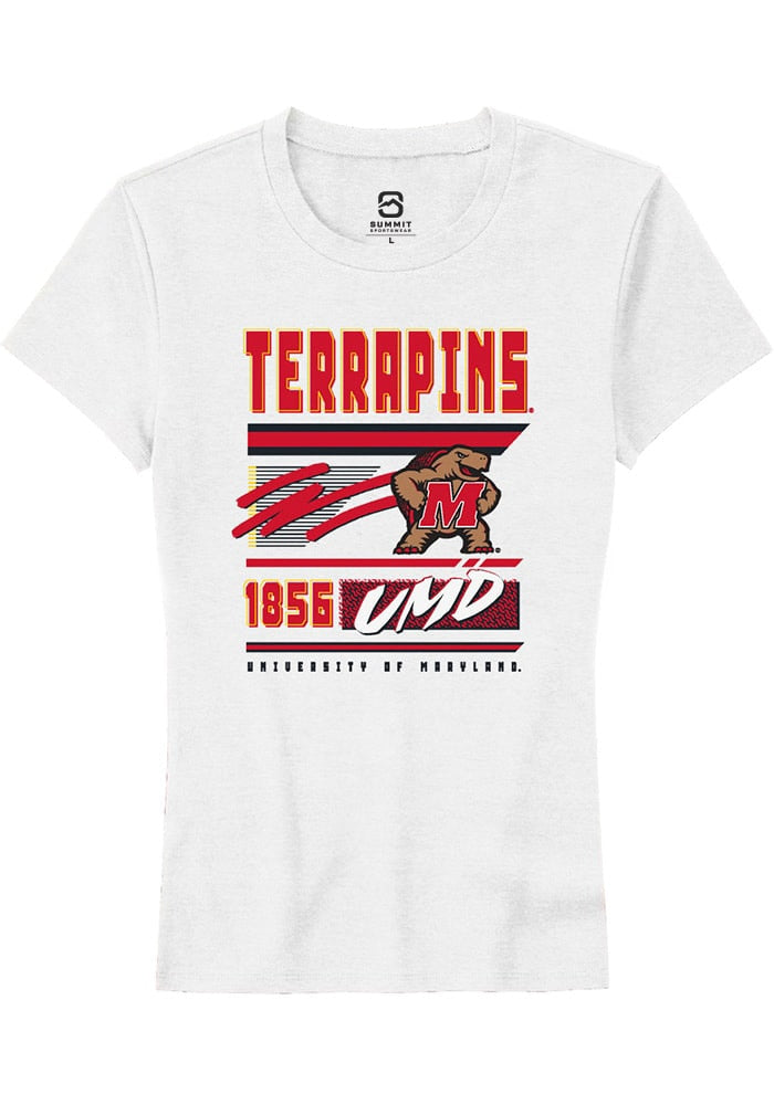 Maryland Terrapins Womens White Retro Short Sleeve T-Shirt