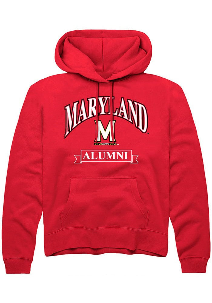 Maryland Terrapins Mens Red Alumni Banner Long Sleeve Hoodie
