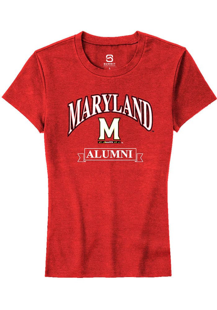 Maryland Terrapins Womens Red Alumni Banner Short Sleeve T-Shirt