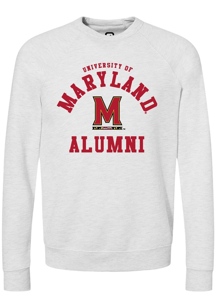 Maryland Terrapins Mens Ash Alumni Arch Long Sleeve Crew Sweatshirt