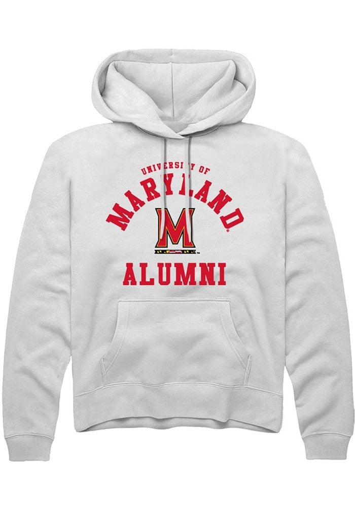 Maryland Terrapins Mens White Alumni Arch Long Sleeve Hoodie