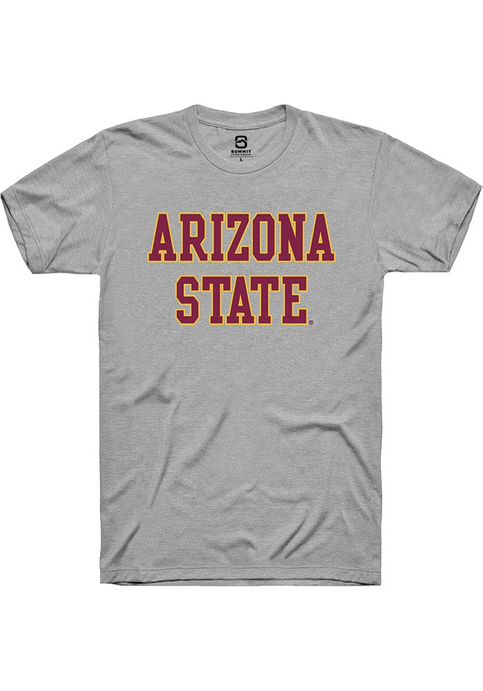 Arizona State Sun Devils Grey Straight Block Short Sleeve T-Shirt