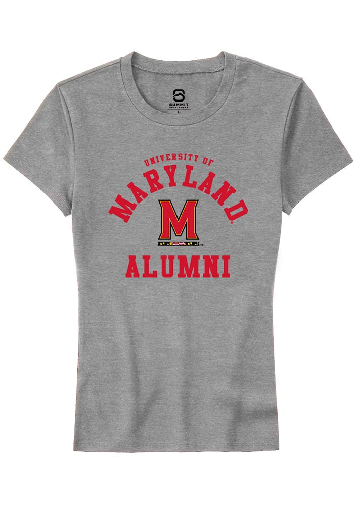 Maryland Terrapins Womens Grey Alumni Arch Short Sleeve T-Shirt